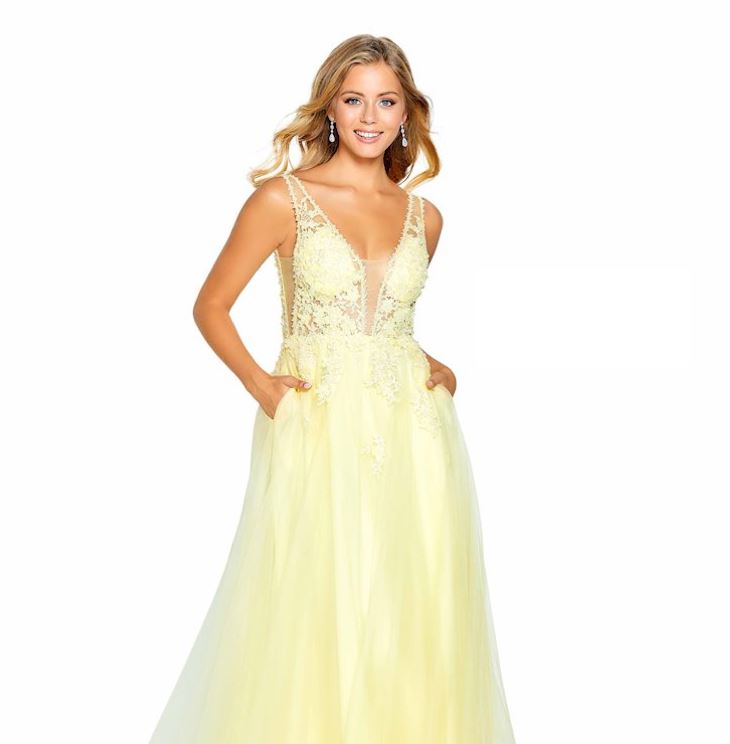 Model wearing a prom dress